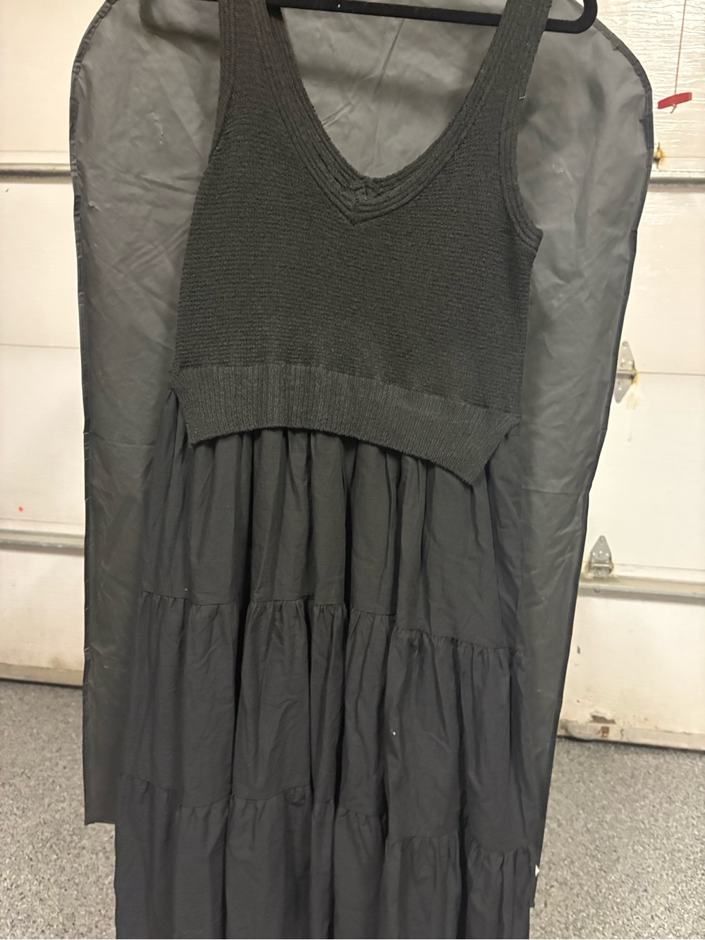 Elan Black Tiered Knit-Top ladies Dress